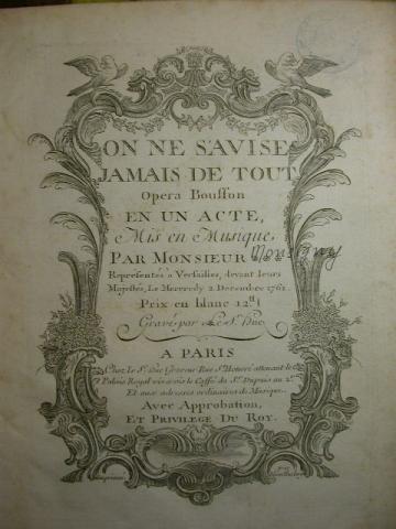 ON NE S'AVISE JAMAIS DE TOUT BY MONSIGNY  , More Informations...